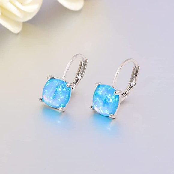 Square Opal GOLD Earring - Picture 3 of 4